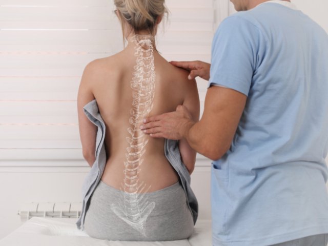 Scoliosis Spine Curve Anatomy, Posture Correction. Chiropractic treatment, Back pain relief.